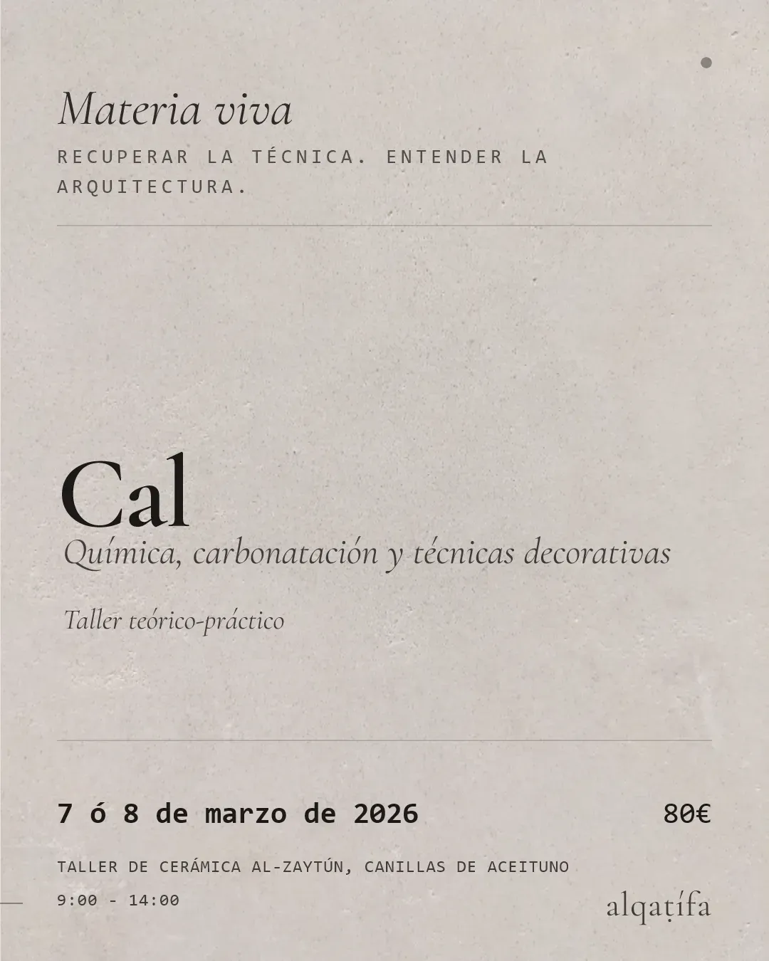 Cartel del taller de cal